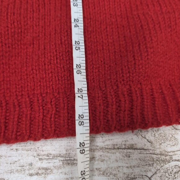 Red Nordic Fair Isle Christmas Wool Sweater Handmade - Picture 5 of 7